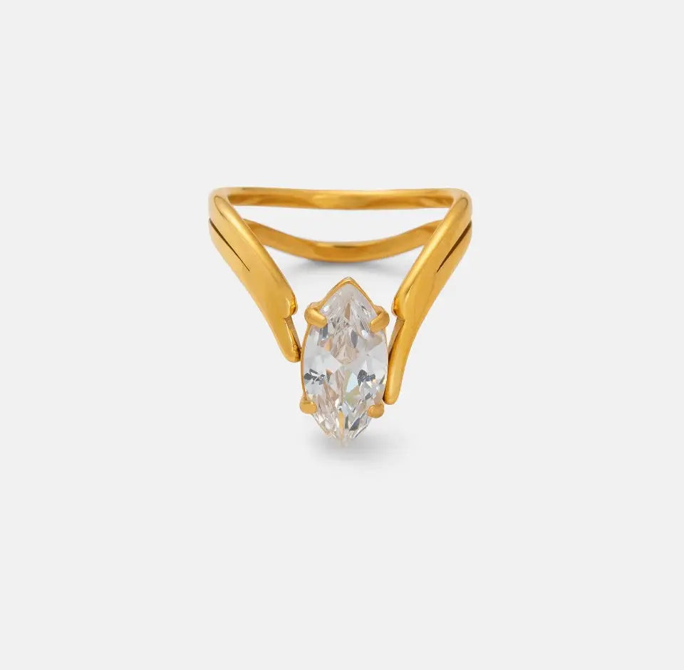 Marquise Glow – Goldener Zirkonia-Ring Adore Ani Jewelry