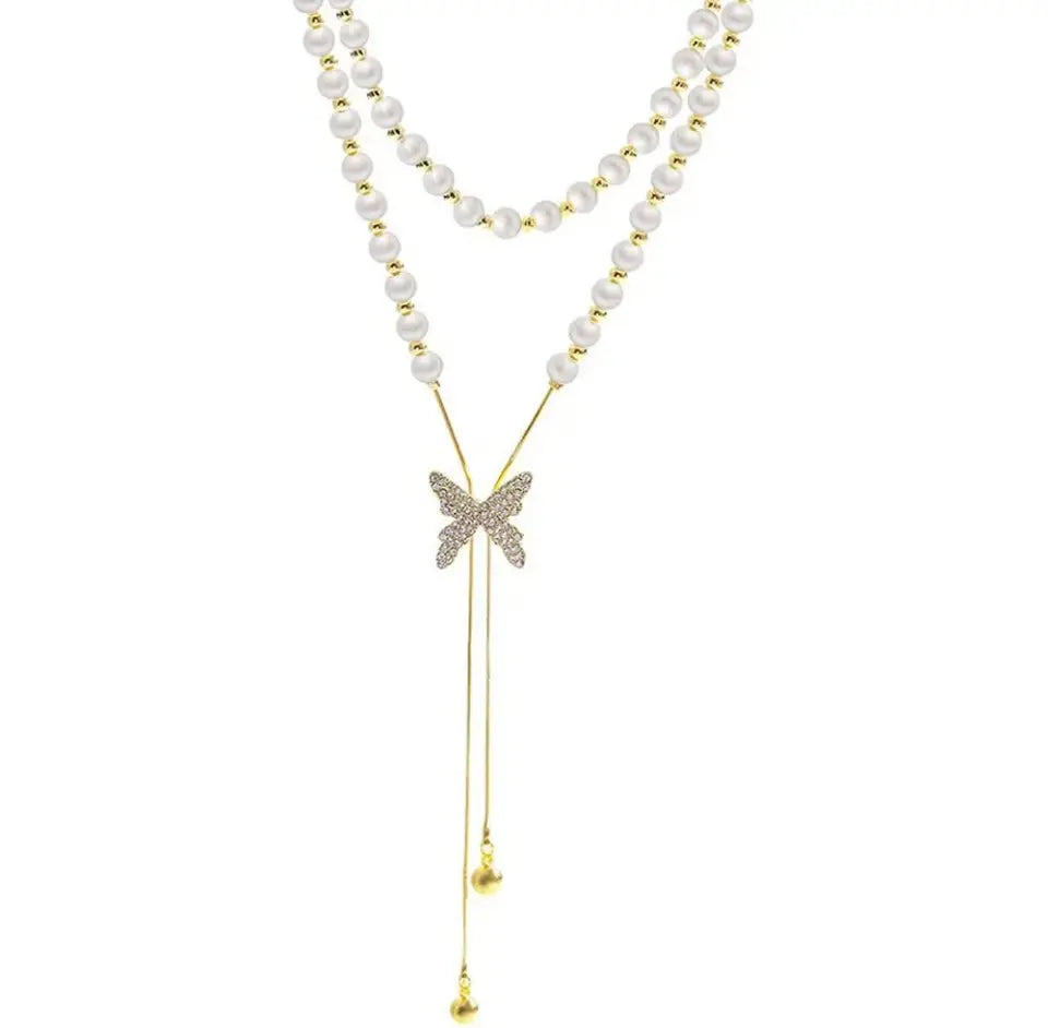 Butterfly Elegance - Vergoldete Perlenkette Adore Ani Jewelry